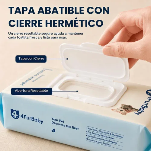 Vista 8 de Toallitas para perros para patas y traseros, sin perfume, 30