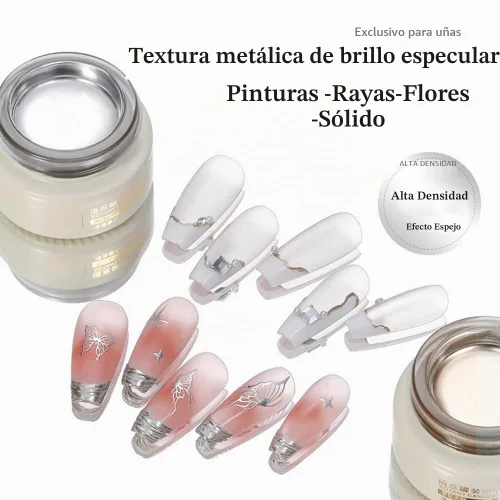 Vista 5 de Gel de pintura metálica plateada de 0.3 fl oz (plata + dorado)