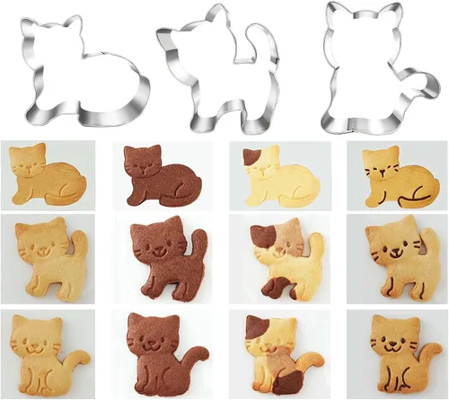 Vista 9 de LUBTOSMN Juego de 6 moldes de cortador de galletas de gatito, cara de gato, trasero de gatito, pata y 3 formas lindas para fiestas temáticas de gatos