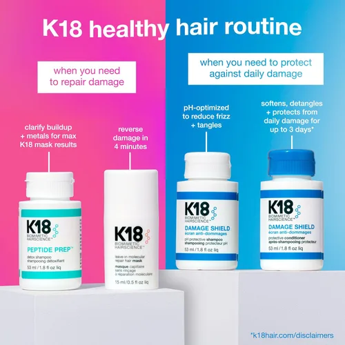 Vista 4 de K18 Champú protector Damage Shield, reduce el encrespamiento y los enredos, mantiene la salud del cabello