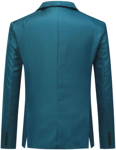 Vista 38 de YUNCLOS Chaqueta blazer casual de 1 botón con solapa con muescas para hombre