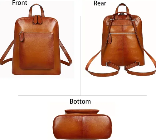 Vista 3 de Heshe Mochila de piel vintage casual para mujer para damas y niñas