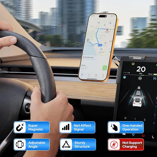 Vista 6 de Aceele Magsafe - Soporte de teléfono para Tesla Model 3 e Y, marco de metal magnético para accesorios de pantalla táctil de automóvil, soporte