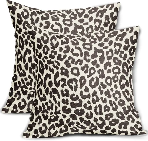 Vista 12 de Juego de 2 fundas de almohada con estampado de leopardo negro de 16 x 16 pulgadas, diseño de animal de guepardo, chinoiserie, fundas de almohada