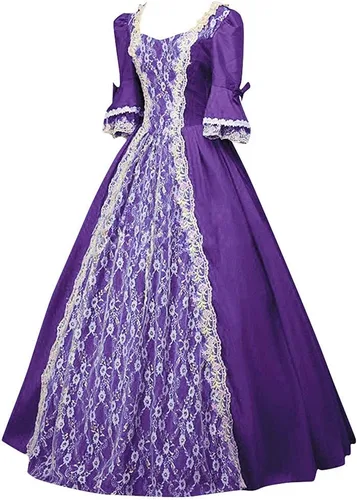 Vista 3 de Vestido de princesa victoriana para mujer, vestidos de regencia de los años 1800, Halloween, talla grande, disfraces de Halloween, vestido de baile