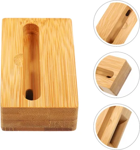 Vista 6 de HOMSFOU Amplificador de sonido para teléfono y soporte universal de madera para teléfono, 3.93 x 2.36 x 4.72 pulgadas, base de altavoz de escritorio