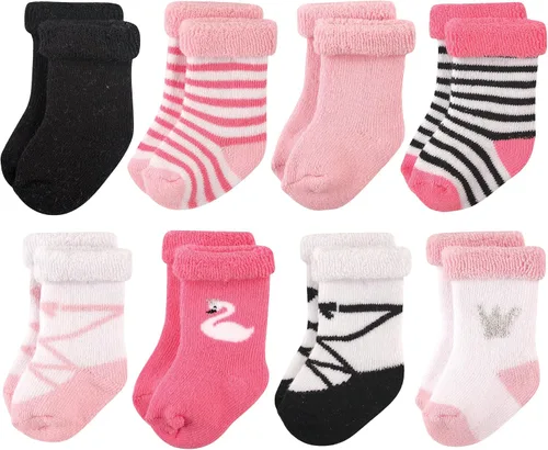 Vista 112 de Hudson Baby - Calcetines de algodón para bebés recién nacidos y Terry para niñas bebés