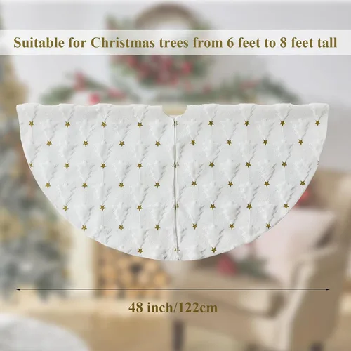 Vista 47 de ORTIGIA Falda blanca para árbol de Navidad de 48 pulgadas con POM POM, falda de árbol de Navidad de felpa suave de piel sintética blanca para árbol