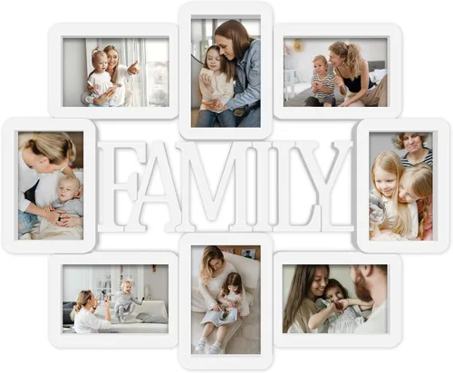 Vista 9 de Jerry & Maggie Marco de fotos familiar de 8 aperturas de 4 x 6 marcos para decoración de pared familiar, marcos de fotos de PVC para galería