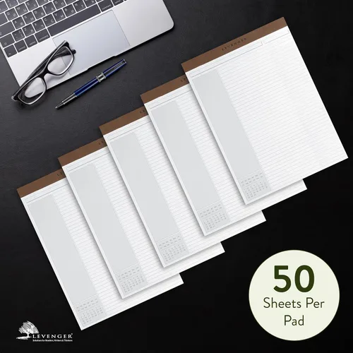 Vista 5 de Levenger Freeleaf - Bloc de notas rayado de anotación sombreada, compatible con sistema de toma de notas Cornell, paquete de 5, color blanco, letra