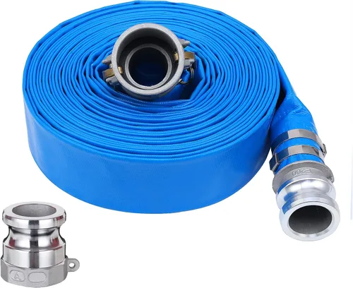 Vista 14 de Manguera de descarga plana de PVC de 1 pulgada x 50 pies con accesorios de aluminio Camlock C y E, montaje de bloqueo de leva, conjunto de manguera