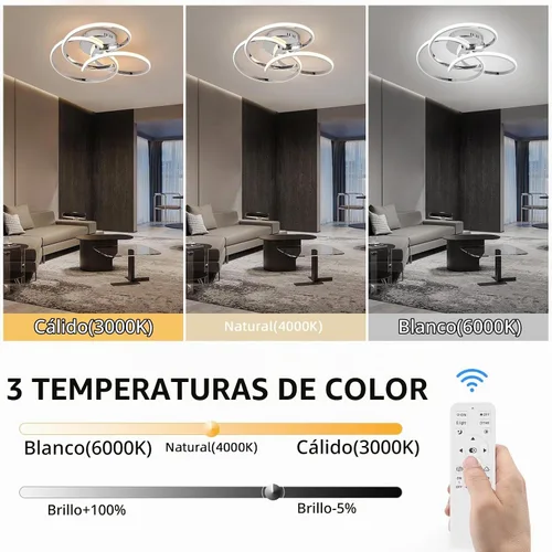 Vista 3 de CANEOE Lámpara de Techo LED Moderna, 42W Regulable Lámpara de Techo Empotrada con Control Remoto, Lámpara de Techo LED de Montaje Empotrado