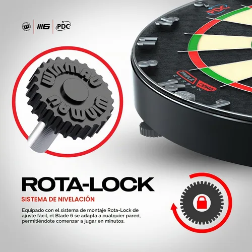 Vista 3 de WINMAU Professional Bristle Dartboard - PDC Tournament Board with Official Tournament Specifications - Available in Blade 6 Single, Dual, Triple