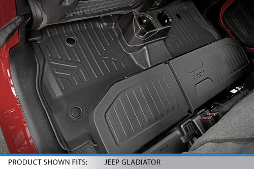 Vista 4 de SMARTLINER Juego de tapetes de piso de ajuste personalizado de 2 filas compatibles con Jeep Gladiator 2020-2025
