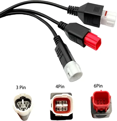 Vista 2 de 1 unids 3 en 1 OBD2 Cable de diagnóstico de 16 pines OBD2 adaptador a 3/4/6 pin herramienta de escáner de cable compatible con Yamaha Moto Guzzi