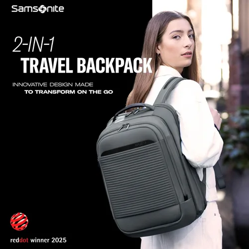 Vista 2 de Samsonite Paralux - Mochila de viaje 2 en 1, se convierte en bolsa principal + bolsa para llevar, embalaje plano, correa StackIt™, funda para laptop