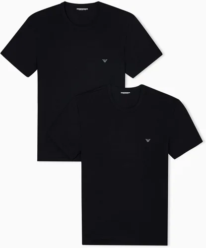 Vista 5 de Emporio Armani Camiseta de algodón con cuello redondo para hombre, paquete de 3 Blanco/Blanco