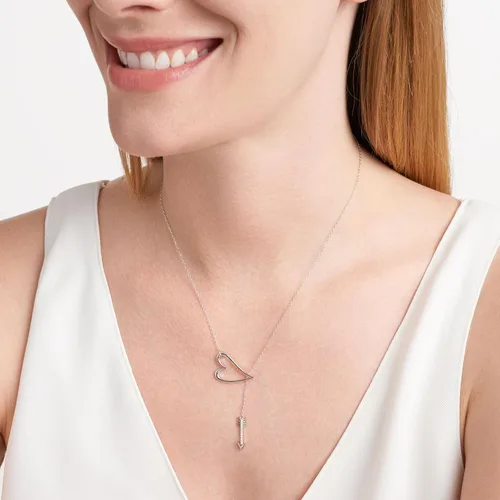 Vista 2 de Collar en Y de plata de ley 925 estilo Lariat con acento de circonita cúbica