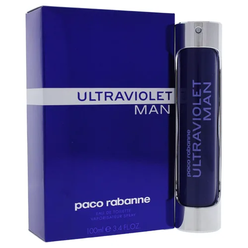 Vista 2 de Paco Rabanne - Perfume ultravioleta para hombre, fragancia oriental amaderada, se abre con notas de menta y especias, mezclado con ámbar y vetiver