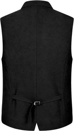 Vista 3 de Chaleco formal para hombre, cuello alto, botón frontal Negro