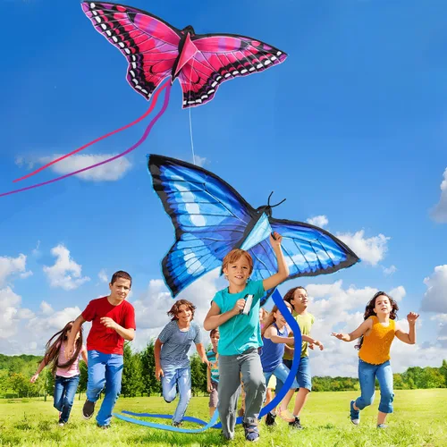 Vista 2 de TOY Life Cometa de mariposa para niños, fácil de volar, cometa grande para niños, cometas para niños y adultos, fácil de volar, cometas grandes
