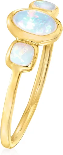 Vista 3 de Ross-Simons Anillo de ópalo de 3 piedras en oro amarillo de 14 quilates
