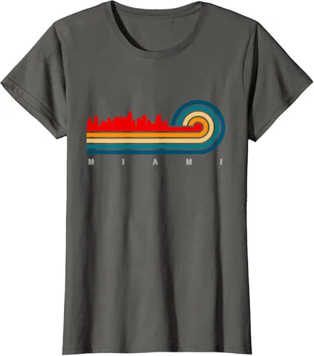 Vista 8 de Camiseta Retro City of Miami Florida, Negro