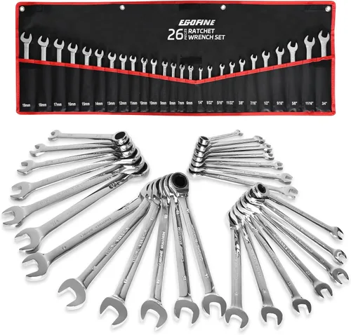 Vista 54 de Egofine Llave combinada de trinquete de 1 pulgada SAE, llave de engranajes de grado industrial con diseño de 12 puntos, trinquete de 72 dientes