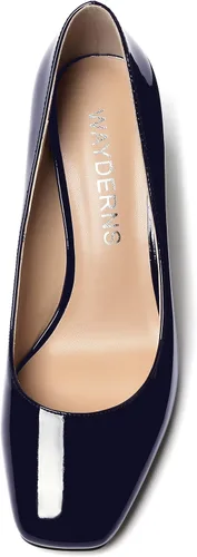 Vista 3 de WAYDERNS Zapatos de tacón alto con punta cuadrada sólida para mujer, de 3 pulgadas