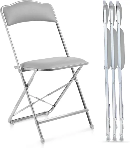 Vista 8 de Paquete de 4 sillas plegables de alta calidad, asiento estrecho de 15 pulgadas, asiento y respaldo acolchado, se pliega ultra delgado (~1 pulgada)