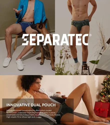Vista 6 de Separatec Ropa interior para hombre con bolsa transpirable de rayón refrescante hecha de ropa interior de bambú, doble bolsa para hombre, paquete