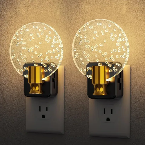 Vista 22 de DORESshop Luces nocturnas LED enchufables a la pared, luz nocturna regulable de 3 niveles, luz nocturna decorativa de burbujas, sensor de atardecer