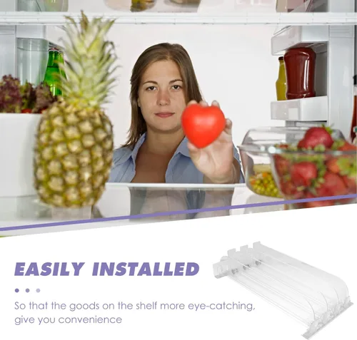 Vista 4 de Zerodeko Dispensador de bebidas para nevera: 3 unids Organizador de latas de soda autoempujante para refrigerador Empujador de bebidas ajustable