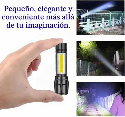 Vista 2 de CLEZGO - Linternas recargables de alto lumens LED, mini linterna recargable USB para el hogar, 3 modos de enfoque ajustable, linterna portátil