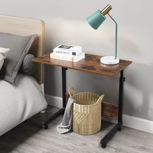 Vista 6 de Mesa auxiliar de sofá con ruedas, escritorio pequeño extraíble, mesa de café con ruedas ajustable en altura, escritorio elevador para computadora
