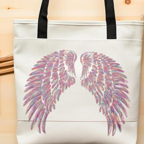 Vista 6 de Didiseaon 2pcs Embroidered Angel Wings Sequin Patch DIY Clothing Decor Iron-on Applique for Jackets Craft Accessories