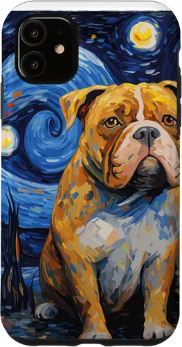 Vista 8 de Funda para iPhone 16 American Bully Starry Night para perro, mamá, perro, papá