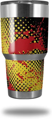 Vista 7 de Vinilo Wrap para Yeti Rambler vaso – 30 oz Halftone Splatter, rosado, azul (Blue Hot Pink)