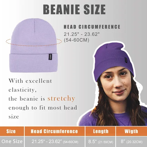Vista 31 de Gorros de lana para mujeres y hombres, unisex, de punto suave, con puños, diseño de calavera, elástico, color sólido, sombreros de invierno