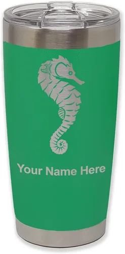 Vista 37 de LaserGram Vaso aislado al vacío de 20 onzas, caballito de mar, grabado personalizado incluido (negro)