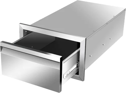 Vista 7 de Cajones de Cocina al Aire Libre de 14" de ancho x 8.5" de alto x 23" de profundidad de Acero Inoxidable de Montaje Empotrado para Barbacoa, Cajones