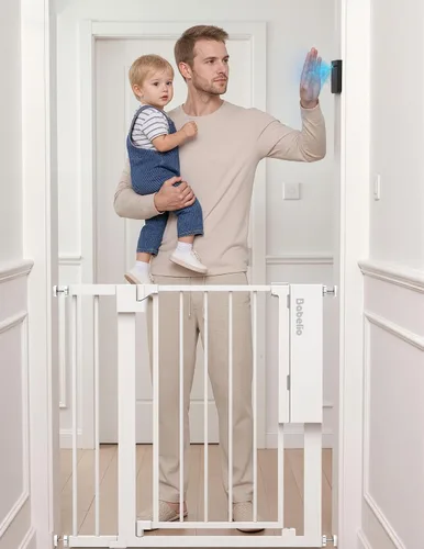 Vista 11 de Babelio - Puerta inteligente para bebé con apertura automática/cierre, montada a presión, sin taladro, para puertas/parte superior de escaleras.