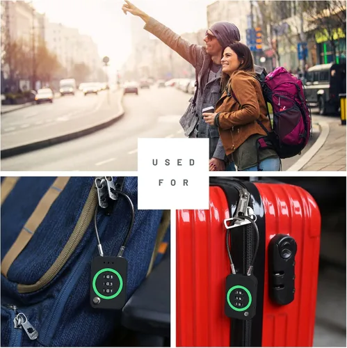 Vista 6 de Candado de combinación de 3 dígitos, cerradura de equipaje segura de viaje, cerradura de cable pequeña con código, candado combinado para maleta