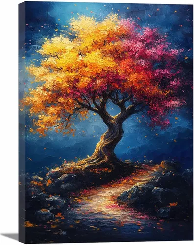 Vista 26 de VOCBAN Nature Tree of Life Abstract Pictures Canvas Painting Large Modern Canvas Wall Art Colorful Trees Living Room Wall Decor Plant Prints(black