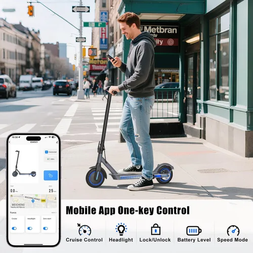 Vista 2 de Electric Scooter Adult 350W/500W Motor, Top 19/22 mph, 8.5'' Solid Tire Azul