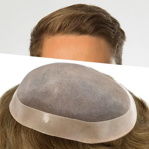 Vista 112 de Mens Toupee Hair Piece Real Human Hair Fine Mono Toupee para hombres Sistema de reemplazo de cabello para hombre Postizo Protesis Capilar Para