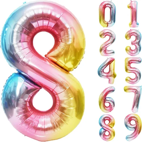 Vista 55 de Globos gigantes de números negros de 40 pulgadas, globos de aluminio de Mylar con helio para cumpleaños, globo número 0 para decoración de fiestas