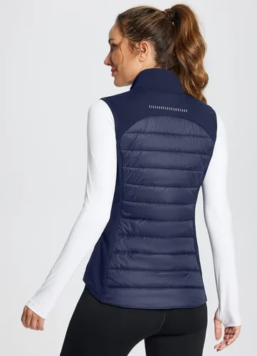 Vista 2 de baleaf Chaleco acolchado ligero y cálido para mujer, para correr, invierno, híbrido, sin mangas, acolchado resistente al agua