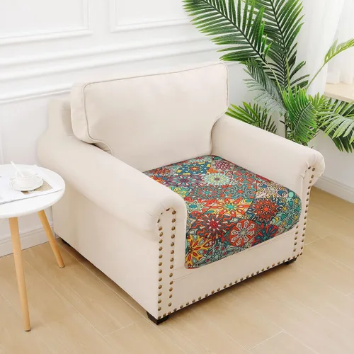 Vista 21 de hyha Fundas de cojín de sofá estampadas, fundas de sofá florales lavables para sofás con 2 cojines, fundas de cojín de patrón elástico para muebles