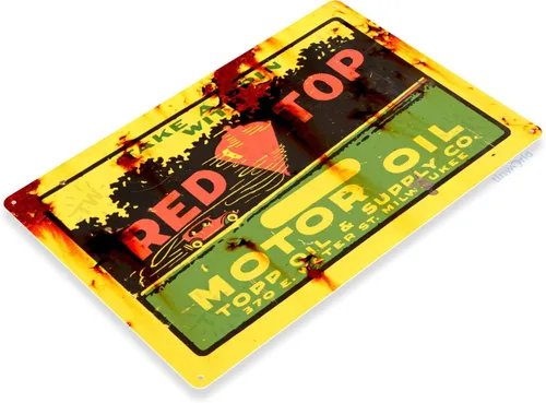 Vista 2 de TIN SIGN B522 - Letrero de metal con diseño de aceite de motor, color rojo